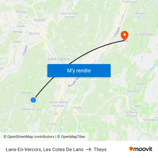 Lans-En-Vercors, Les Cotes De Lans to Theys map