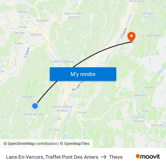 Lans-En-Vercors, Traffet-Pont Des Aniers to Theys map