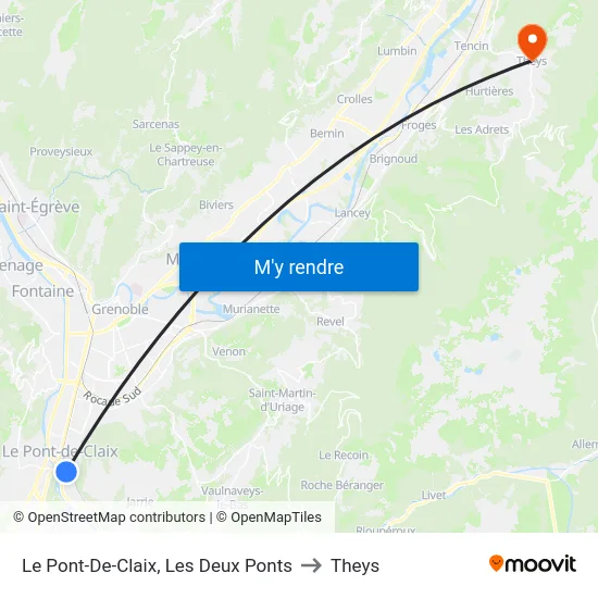 Le Pont-De-Claix, Les Deux Ponts to Theys map