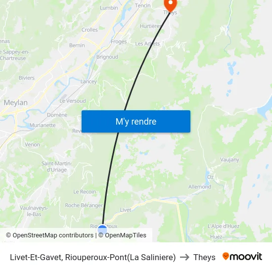 Livet-Et-Gavet, Riouperoux-Pont(La Saliniere) to Theys map