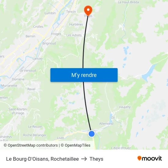 Le Bourg-D'Oisans, Rochetaillee to Theys map