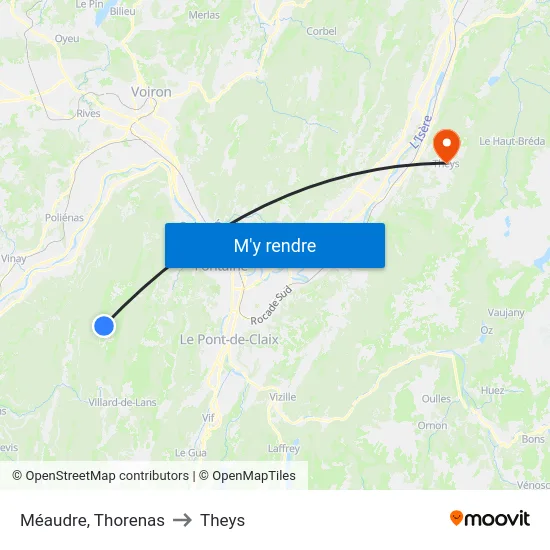 Méaudre, Thorenas to Theys map