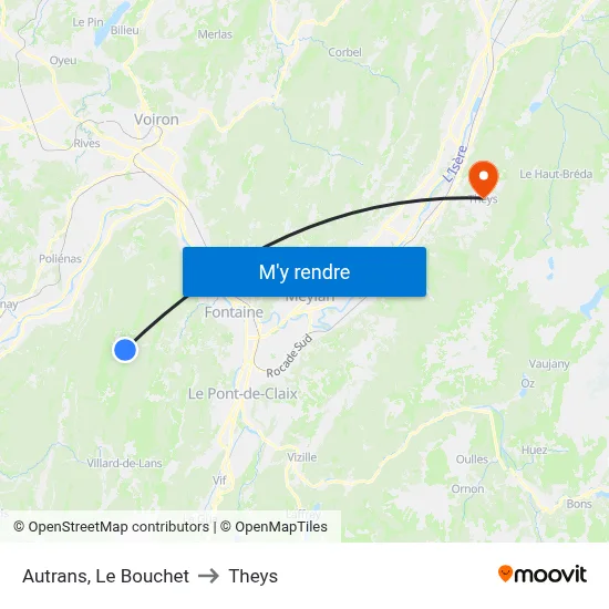 Autrans, Le Bouchet to Theys map