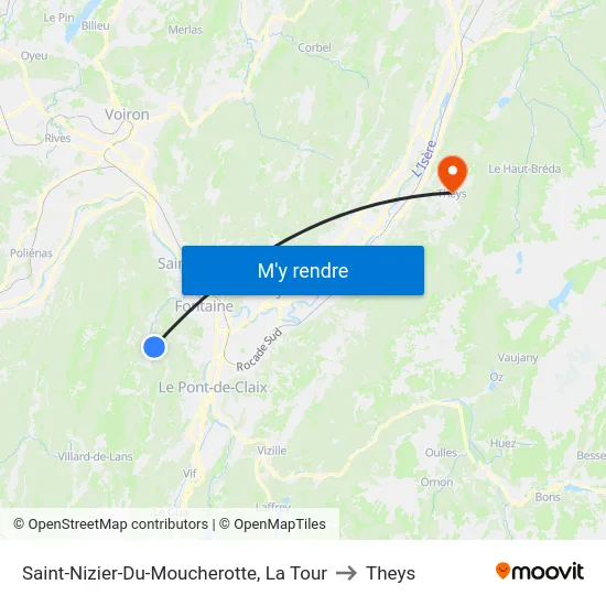 Saint-Nizier-Du-Moucherotte, La Tour to Theys map