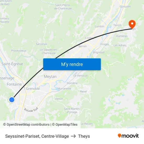 Seyssinet-Pariset, Centre-Village to Theys map