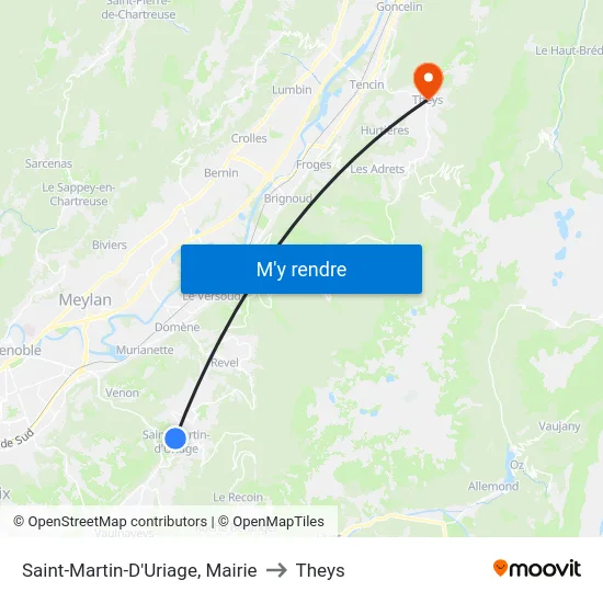 Saint-Martin-D'Uriage, Mairie to Theys map