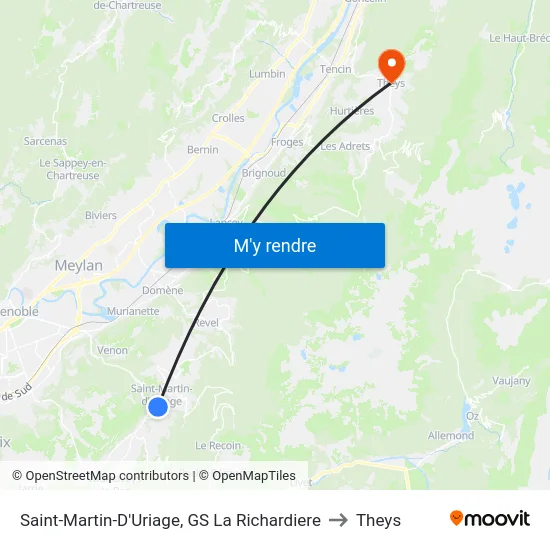 Saint-Martin-D'Uriage, GS La Richardiere to Theys map