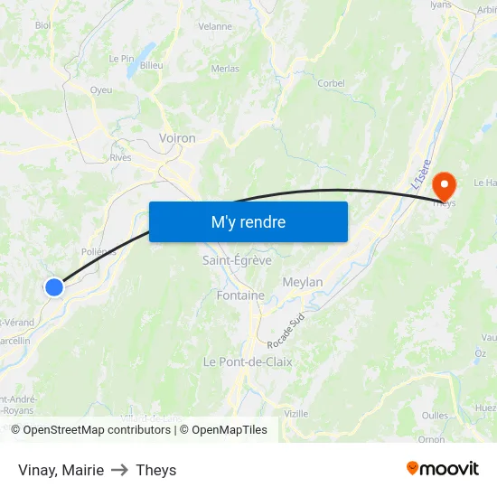 Vinay, Mairie to Theys map