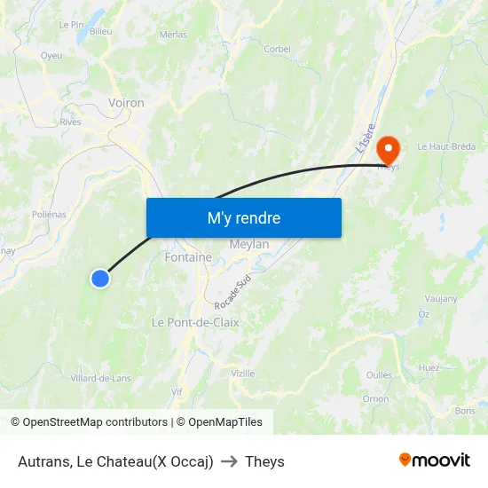 Autrans, Le Chateau(X Occaj) to Theys map