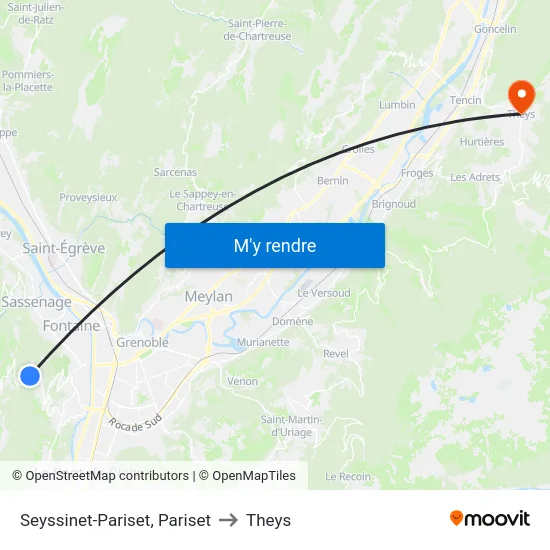 Seyssinet-Pariset, Pariset to Theys map