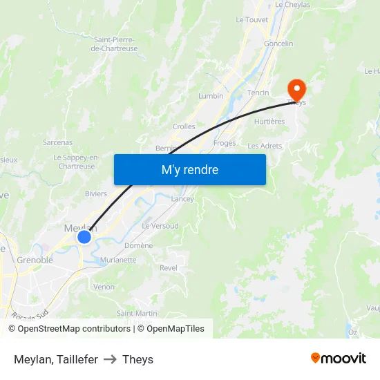 Meylan, Taillefer to Theys map