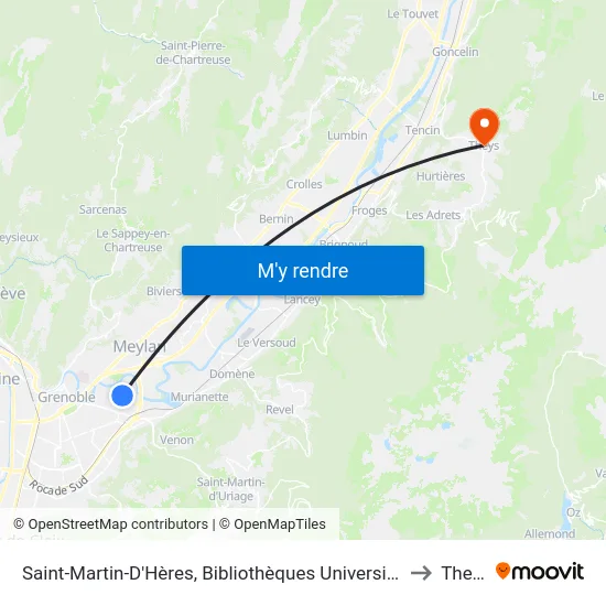 Saint-Martin-D'Hères, Bibliothèques Universitaires to Theys map