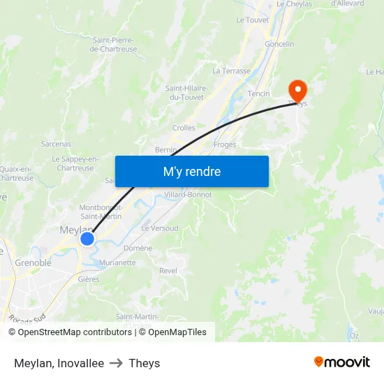 Meylan, Inovallee to Theys map