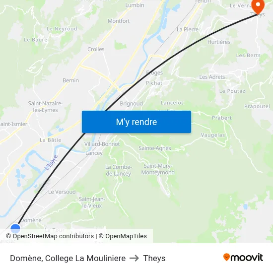 Domène, College La Mouliniere to Theys map