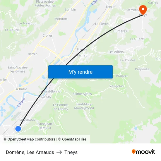 Domène, Les Arnauds to Theys map