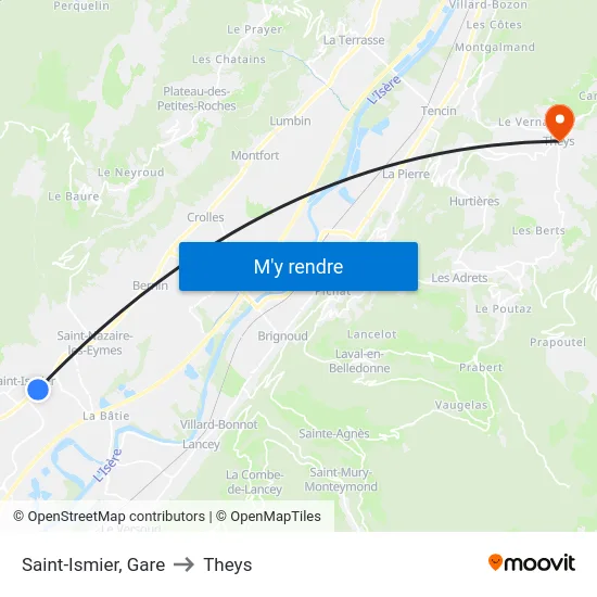 Saint-Ismier, Gare to Theys map