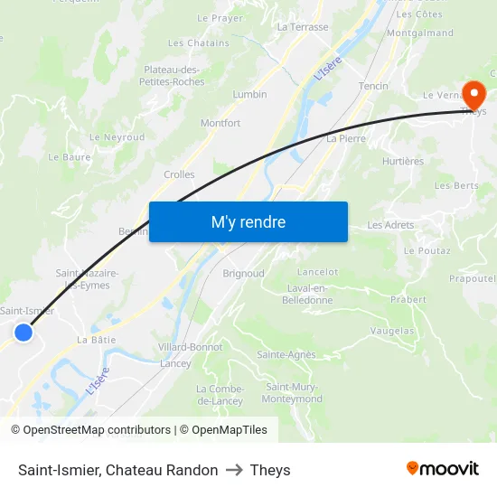 Saint-Ismier, Chateau Randon to Theys map