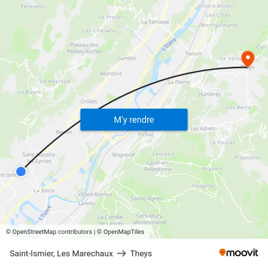 Saint-Ismier, Les Marechaux to Theys map