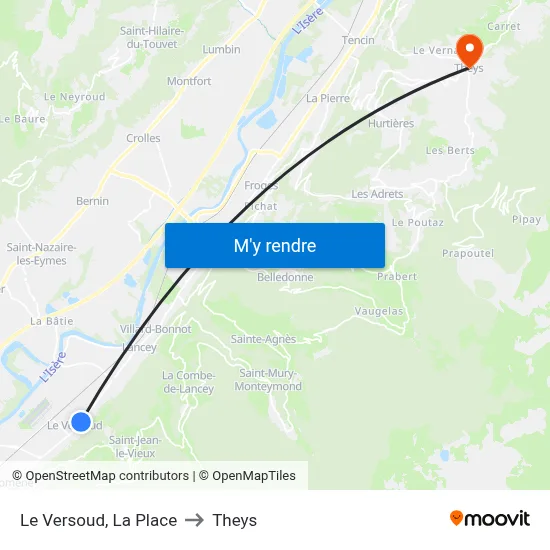 Le Versoud, La Place to Theys map