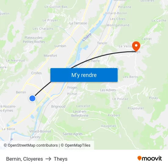 Bernin, Cloyeres to Theys map