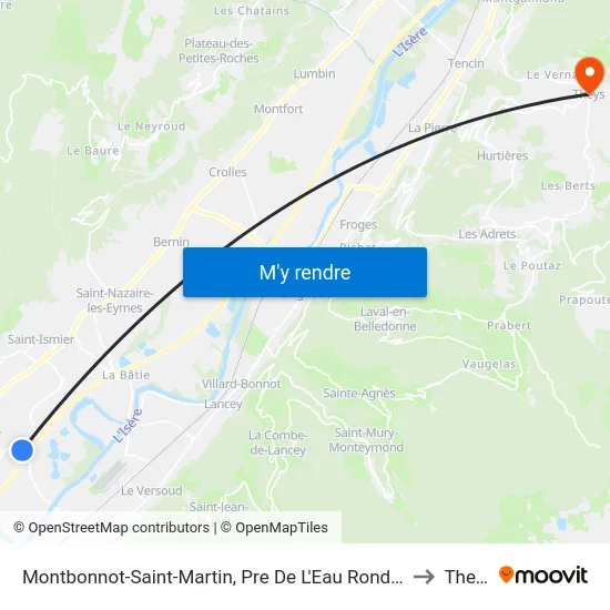 Montbonnot-Saint-Martin, Pre De L'Eau Rond Point to Theys map