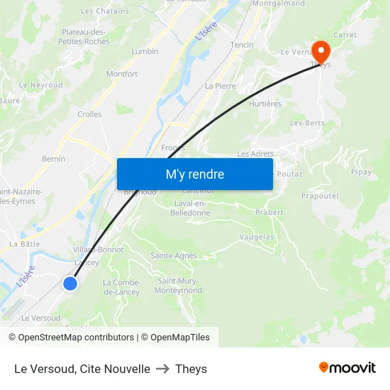 Le Versoud, Cite Nouvelle to Theys map