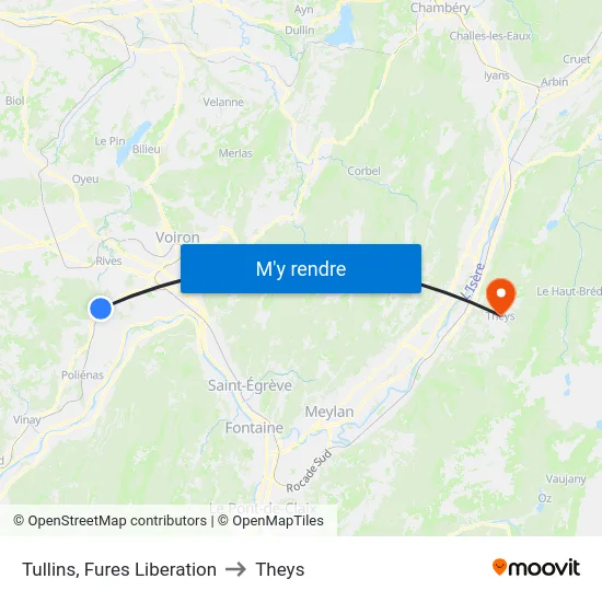 Tullins, Fures Liberation to Theys map