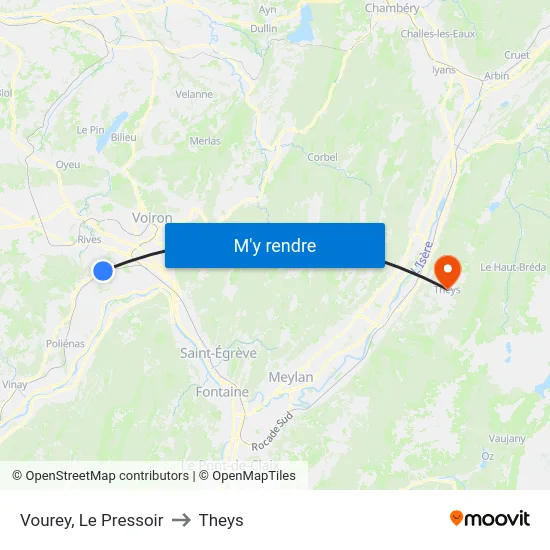 Vourey, Le Pressoir to Theys map