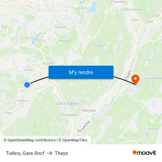 Tullins, Gare Sncf to Theys map