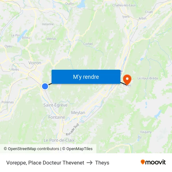 Voreppe, Place Docteur Thevenet to Theys map