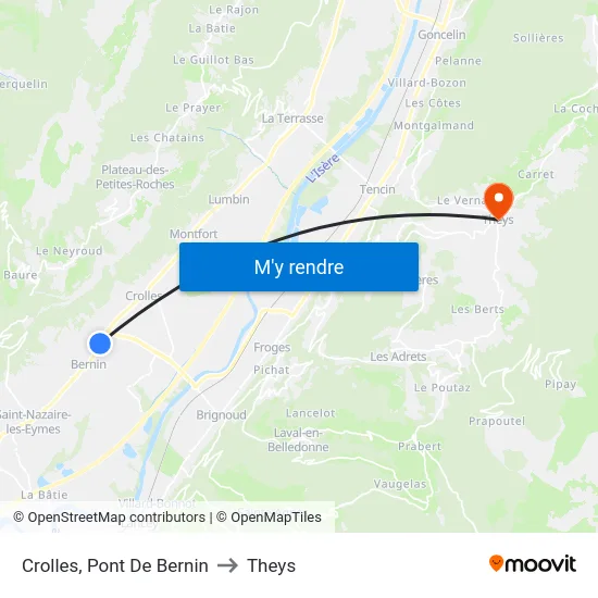 Crolles, Pont De Bernin to Theys map