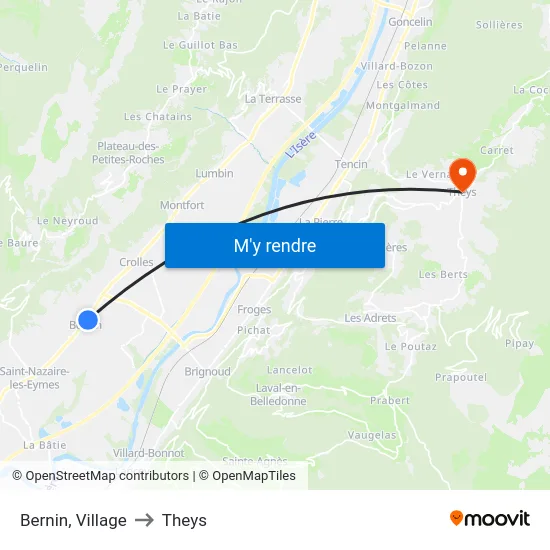 Bernin, Village to Theys map