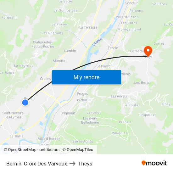 Bernin, Croix Des Varvoux to Theys map