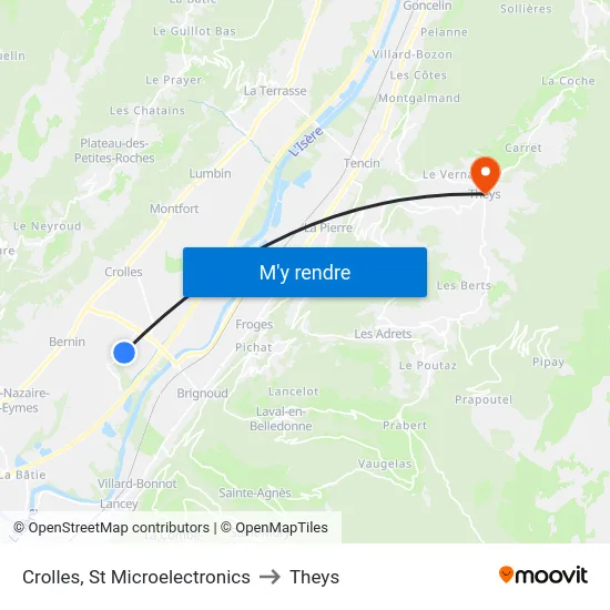 Crolles, St Microelectronics to Theys map
