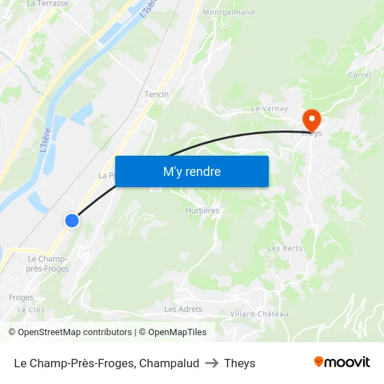 Le Champ-Près-Froges, Champalud to Theys map