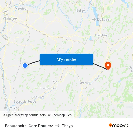 Beaurepaire, Gare Routiere to Theys map