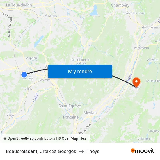 Beaucroissant, Croix St Georges to Theys map