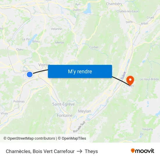 Charnècles, Bois Vert Carrefour to Theys map