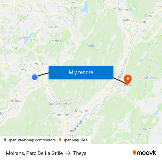 Moirans, Parc De La Grille to Theys map