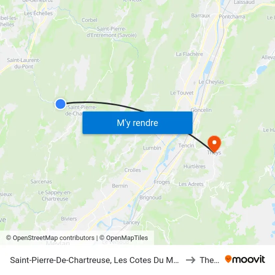 Saint-Pierre-De-Chartreuse, Les Cotes Du Moulin to Theys map
