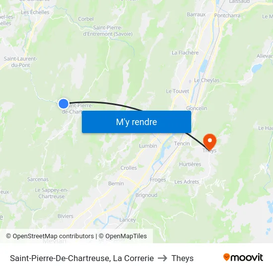Saint-Pierre-De-Chartreuse, La Correrie to Theys map