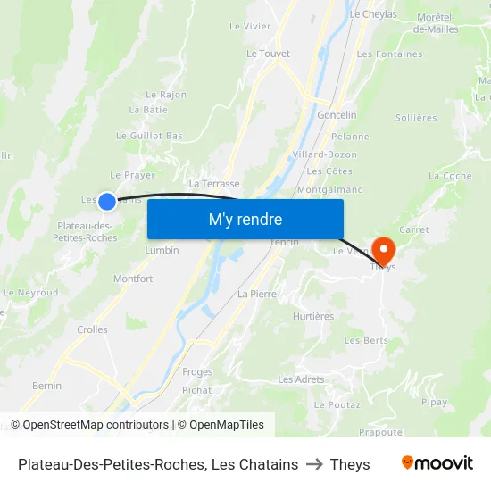 Plateau-Des-Petites-Roches, Les Chatains to Theys map