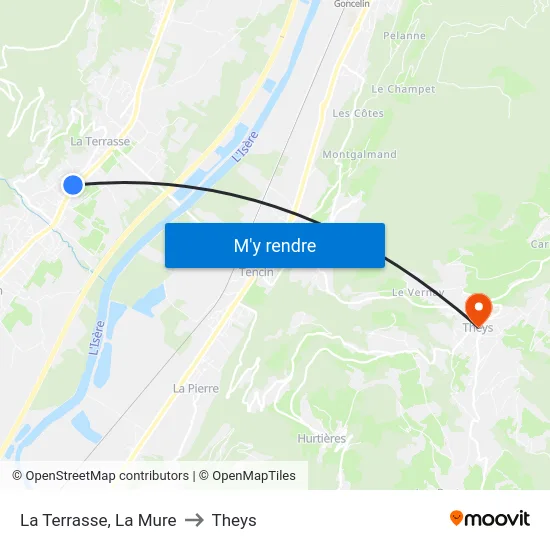 La Terrasse, La Mure to Theys map