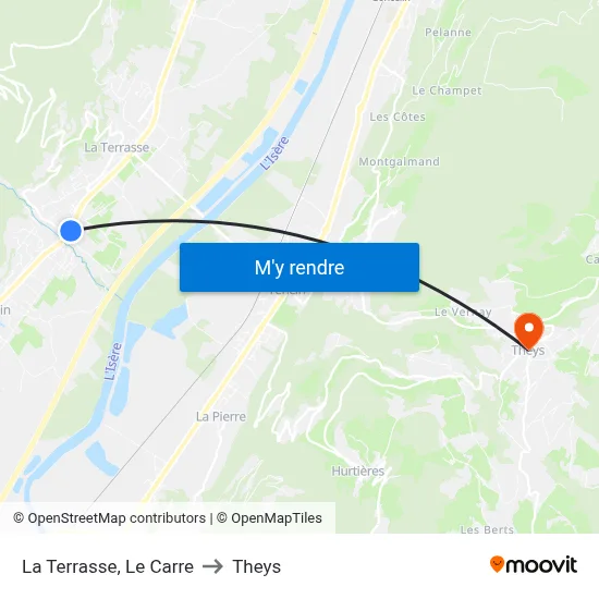 La Terrasse, Le Carre to Theys map