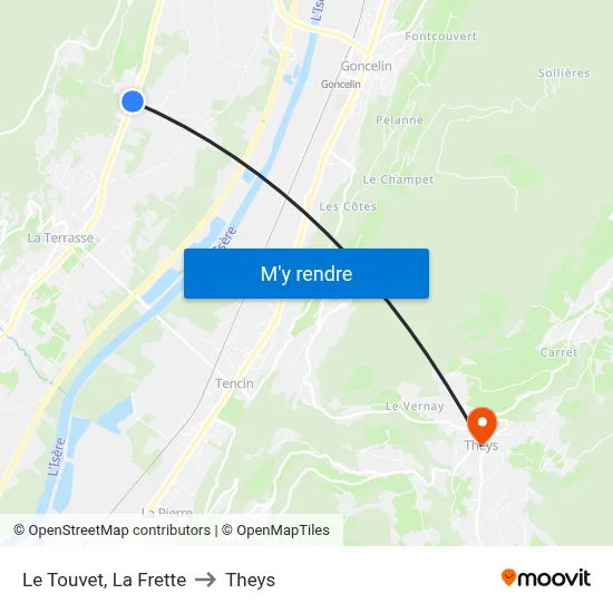 Le Touvet, La Frette to Theys map