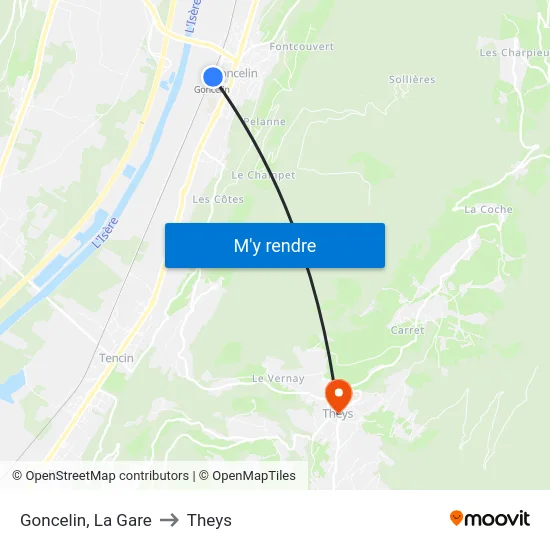 Goncelin, La Gare to Theys map