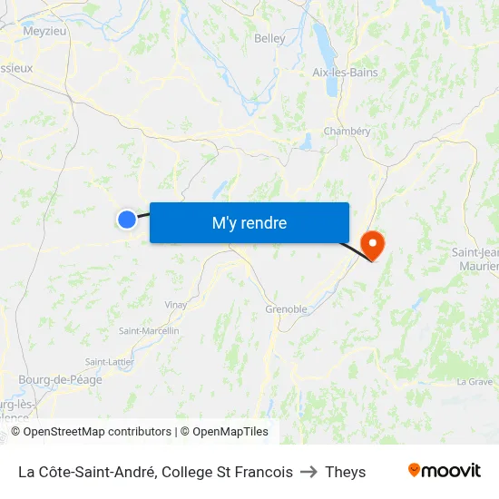 La Côte-Saint-André, College St Francois to Theys map