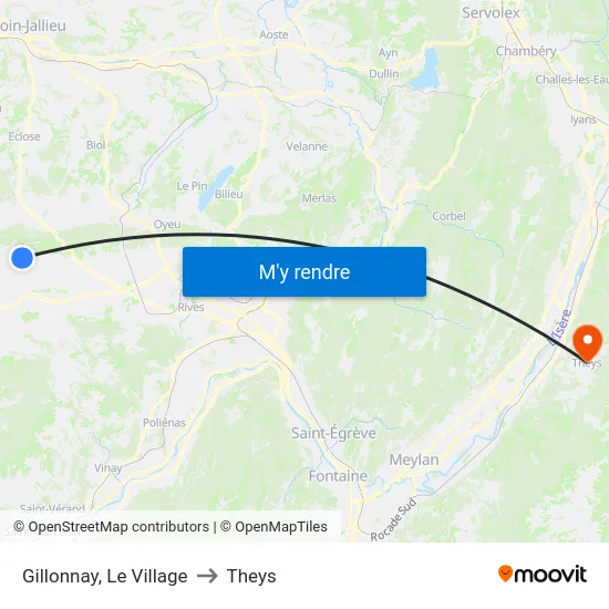 Gillonnay, Le Village to Theys map