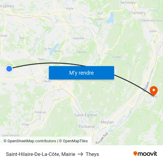 Saint-Hilaire-De-La-Côte, Mairie to Theys map