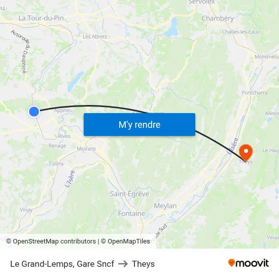 Le Grand-Lemps, Gare Sncf to Theys map